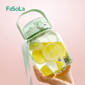 FaSoLa 1300 ML Chai Nước Dung Tích Lớn Loại Rơm Có Nắp Có Thể Điều Chỉnh Độ Dài Dây Đeo Túi Ba Ly Cốc Nước Sáng Tạo