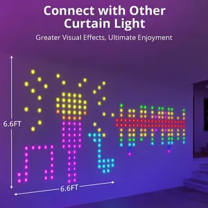 Programmable Music-Sync Color Changing Fairy Controls Curtain Lights Smart Bluetooth App Control LED RGB Smart Curtain Lights