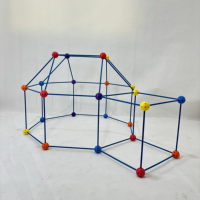 Petit explorateur : Ensemble de construction de fort DIY de 69 pièces avec tente en tissu bonus, jouet éducatif STEM