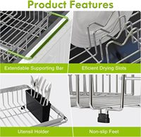 Égouttoir à vaisselle multifonctionnel extensible, non pliable, en acier inoxydable, monocouche, sur pied, fabriqué avec précision, écologique et durable pour la cuisine