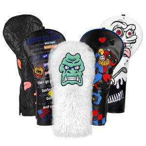 En stock, lot de housses de tête de club de golf fantaisie motif monstre, housses de driver de golf à motif dessin animé, accessoires de golf brodés - Product Image 1