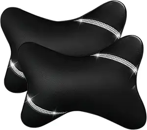 汽车颈枕2 pcs通用柔软透气真皮汽车颈枕舒适头枕