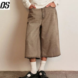 Shorts en <span class=keywords><strong>jean</strong></span> gris délavé coupe droite pour homme, style streetwear estival, écologiques et respirants, qualité personnalisée - Product Image 3