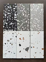 Carreaux de sol et de mur en porcelaine terrazzo mat bleu et blanc style nordique 600x600mm, antidérapants, pour salle de bain moderne et hall de villa