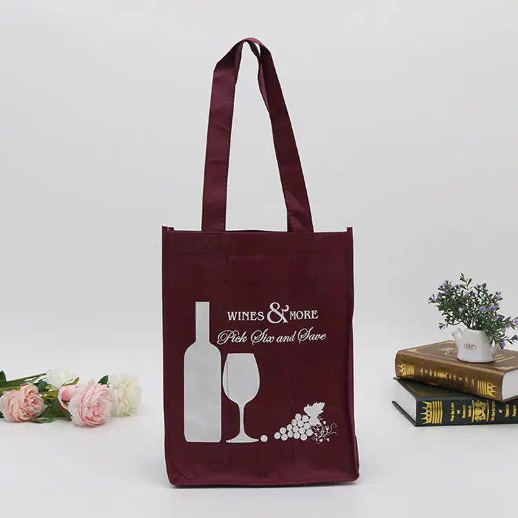 Diseño personalizado no tejida 6 botella de vino bolsa de embalaje de vino en caja