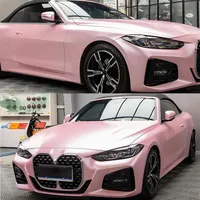 Film de Vinyle Rose Brillant Premium pour Voiture, Autocollant Moto DIY, Film Adhésif Auto-Adhésif à Libération d'Air pour Changement de Couleur de Voiture