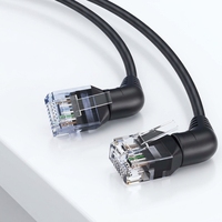 Kabel Ethernet OEM 360 Rotating Elbow Cat8 40Gbps 2000MHz RJ45 Sudut Kanan dengan Tembaga Bebas Oksigen PVC untuk Laptop