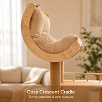 Arbre à chat en bois massif et contreplaqué, capsule spatiale intégrée, condo pour chat, tour à chat multi-niveaux pour usage domestique, chats petits et grands