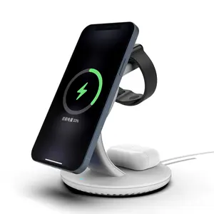 C3 15W Magnetic 3 In 1 Wireless Charger Stand Mobile Phone Fast Charger For IPhone 15/Samsung/Apple Watch/airpods