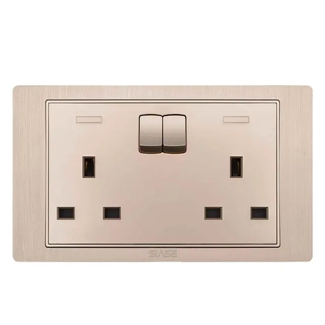 AC power 13a double uk gold socket switch