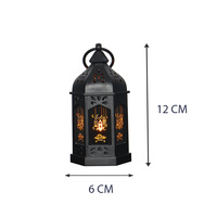 Lanterne LED hexagonale miniature, style rétro, pour décoration intérieure de Noël et de l'Aïd al-Fitr, fournie directement par l'usine