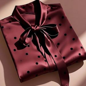 <span class=keywords><strong>Camicia</strong></span> di Design ampia <span class=keywords><strong>camicia</strong></span> da donna Vintage con scollo a <span class=keywords><strong>papillon</strong></span> a pois Top blusa in raso Sehe Fashion - Product Image 5