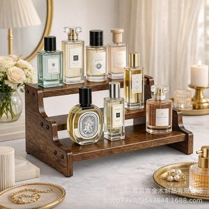 Wooden Three Tier Cosmetic Organizer <b>Desktop</b> Storage Rack For Perfume Bottles Makeup Toiletries - Product Image 2