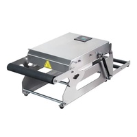 Scellant de plateau manuel de table compatible avec les contenants de plateau de film laminé en pâte biodégradable scellables en plastique et personnalisés