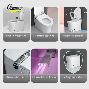 <span class=keywords><strong>WC</strong></span> intelligent monobloc en céramique avec bidet électrique à chasse automatique, siphonique S-trap, siège chauffant et télécommande - Product Image 2