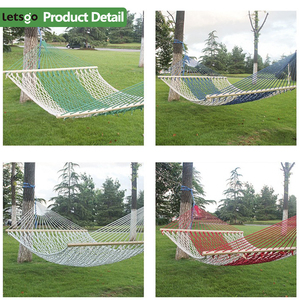 Atmungsaktives Doppel netz Hängematte Outdoor Fishing Style Schaukel Anti Tip Nylon Seil Hänge bett mit Holz verteiler - Product Image 3