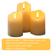 Décoration d'intérieur, bougies piliers en cire de paraffine faites à la main, sans flamme, à LED, à piles, à mouvement automatique 3D, couleur ivoire, pour Noël