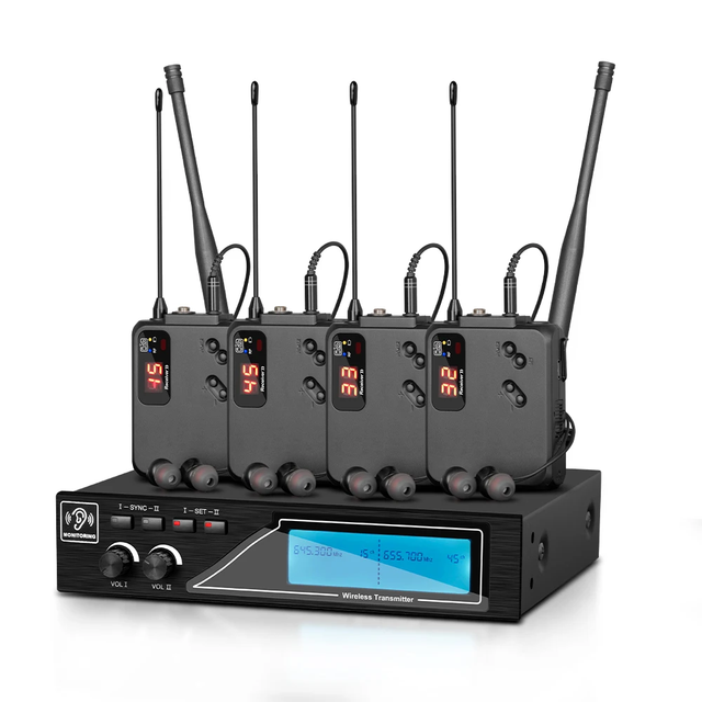 High Quality JR24 UHF Wireless Dynamic Microphone In-Ear Monitor System Noise Cancelling Type-C Charging 100m Range Plastic for