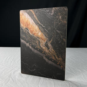 Panneaux muraux en PVC plastique UV imitation marbre noir, <span class=keywords><strong>pierre</strong></span> artificielle - Product Image 1