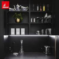 Allandgroup - Services de conception gratuits - Armoire de cuisine noire en contreplaqué laqué avec portes murales en MDF de luxe