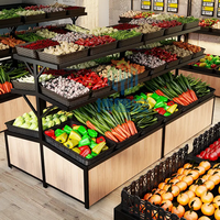 Boyuehong Enkelzijdige Supermarkt Verticale Fruit- en Groenterek Metalen/Houten Constructie Epoxy Poedercoating Vrijstaand 150cm