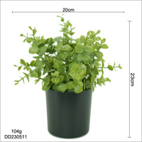Plante artificielle d'eucalyptus en pot 23 cm, en plastique durable et écologique, petit bonsaï feuille de monnaie pour bureau et intérieur