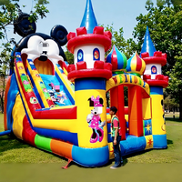Château gonflable géant commercial en PVC, mini château gonflable à thème de dessin animé, toboggan aquatique, château gonflable extérieur pour enfants avec souffleur