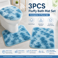 Ensemble de tapis de bain en polyester moelleux de luxe 3 pièces, tapis de salle de bain shaggy, couvre-couvercle de toilette en forme de U, antidérapant, pour usage hôtelier
