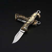 Couteau de poche pliable miniature avec lame en acier inoxydable, petit couteau utilitaire pliable pour porte-clés