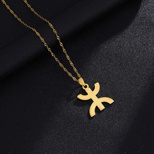 Collier berbère <span class=keywords><strong>kabyle</strong></span> MECYLIFE, bijoux de style berbère africain, collier en acier inoxydable plaqué or 18 carats, pendentif symbole des Berbères - Product Image 4