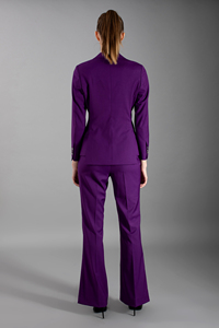 Plus <span class=keywords><strong>Violet</strong></span> Bonne Humeur 3/4 Manches Un Bouton Wome Bureau Tenue Uniforme Style Flare <span class=keywords><strong>Pantalon</strong></span> Costume pour Femmes Formelle - Product Image 2