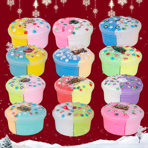 Christmas Butter Slime <b>Kit</b> Mini Slime Cute Charms Scented Premade Slime Favor Supplies Soft Stretchy Stress Relief Toy - Product Image 1