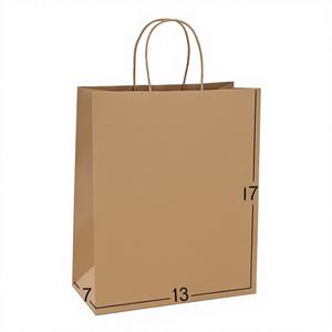 Bolsas de Compra Extra Grandes de Papel Kraft Marrón con Logotipo Personalizado, 13x7x17, con Asas, Bolsa de Embalaje Reciclada para Ropa y Zapatos - Product Image 1