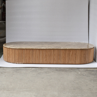 OEM ODM Ensemble table basse moderne et luxueuse en bois massif de frêne Emperador Dark extensible en marbre naturel pour le salon