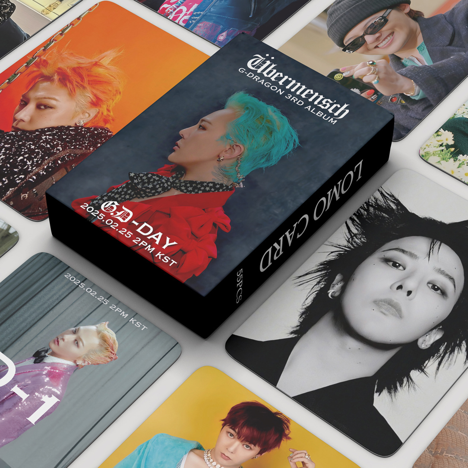 55pcs/set KPOP G-Dragon Ubermensch Solo Album Lomo Cards