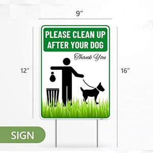 Panneau « Nettoyez après votre chien » avec piquets, 9 x 12 pouces - Plastique ondulé - Veuillez ramasser les excréments de votre chien dans la cour et sur l'herbe - Product Image 4