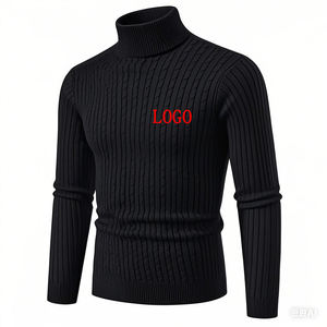 Custom Long Sleeve Sweaters for Winter <b>Men</b> Pullover High Neck Knitwear 100% Cotton <b>Men's</b> <b>Turtleneck</b> Sweater - Product Image 4
