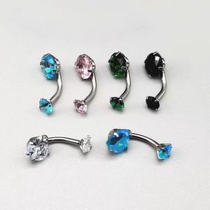 Anneau de nombril en acier inoxydable avec cristal CZ |   Bijoux pour piercing du nombril |   Barre de musculation suspendue pour femmes - Product Image 1