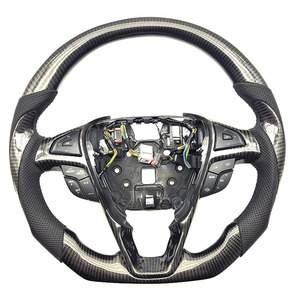 Cuir perforé avancé en fibre de carbone LED cuir pour volant de voiture Ford Fusion 2013 - Product Image 1