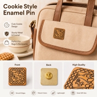 Broche Anime Mignonne en Métal Moderne, Motif Gaufré Irrégulier, Texture Biscuit, pour Sac et Vêtements