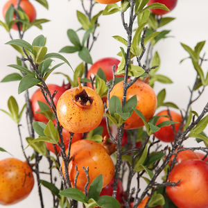 Cawell 80Cm Lớn Dài Nhân Tạo Trái Cây Màu Đỏ Vàng Màu Xanh Lá Cây Cam Lựu Chi Nhánh Cho Trang Trí Nội Thất - Product Image 3