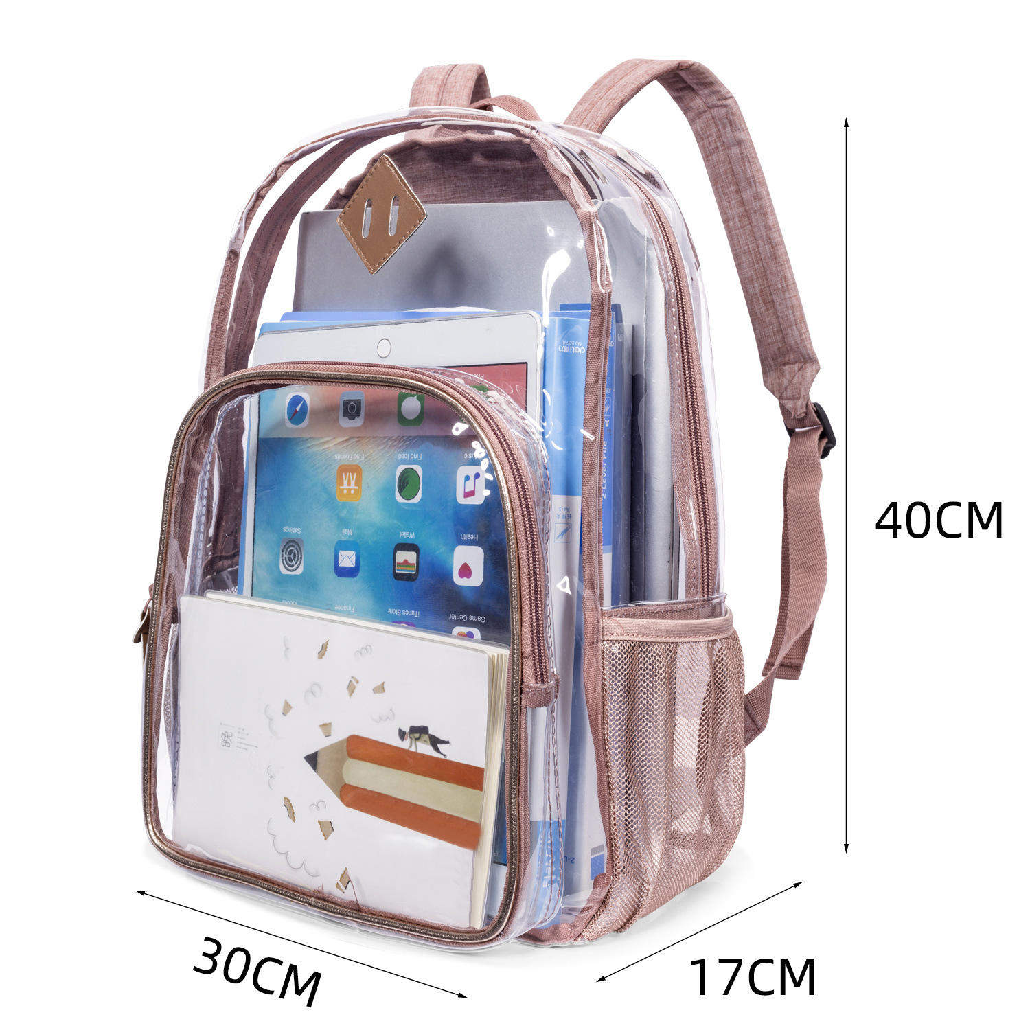 Waterproof Transparent PVC Girls Backpack Fashion Function
