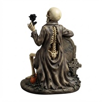 Figurine de squelette personnalisée pour Halloween, statue en résine, rose noire, scène de cimetière, décoration gothique effrayante pour la maison, cadeau