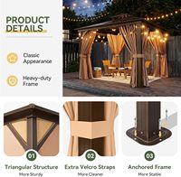 Gazebo à toit rigide 10'x10' avec double toit en polycarbonate