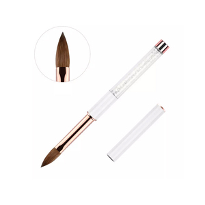 Pinceau à ongles en acrylique 100% Kolinsky Sable avec manche en métal blanc pour gel UV, différentes tailles - Product Image 3