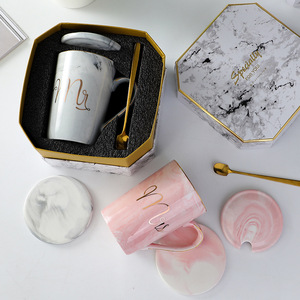 Мраморная керамическая парная чашка, китайский подарок, свадебные розовые возвращенные подарочные кружки, коробка для предметов, роскошная кружка, набор подарков для свадьбы - Product Image 3