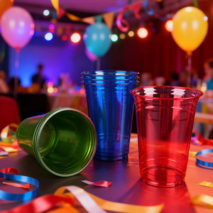 Custom 16oz Disposable Pet <b>Plastic</b> Colored Party Custom Logo Round Beer Juice <b>Cup</b> for Holiday Parties - Product Image 1