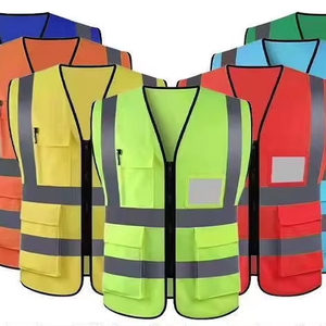 Rompi Keselamatan Jaring Visibilitas Tinggi - Kuning-Oranye dengan Ritsleting & Strip Reflektif - Product Image 1