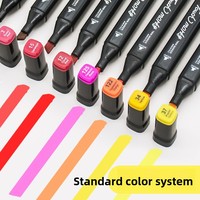 Marqueur double pointe à pointe fine non effaçable, vente en gros d'usine, ensemble de 24/48 couleurs pour studio de dessin, en plastique