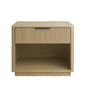 Modern 1-Drawer Solid Oak Wooden Bedside Table <strong>Mirrored</strong> Finish Foldable Design Smart Features LED Light-Nordic Style <strong>Nightstand</strong> - Product Image 4
